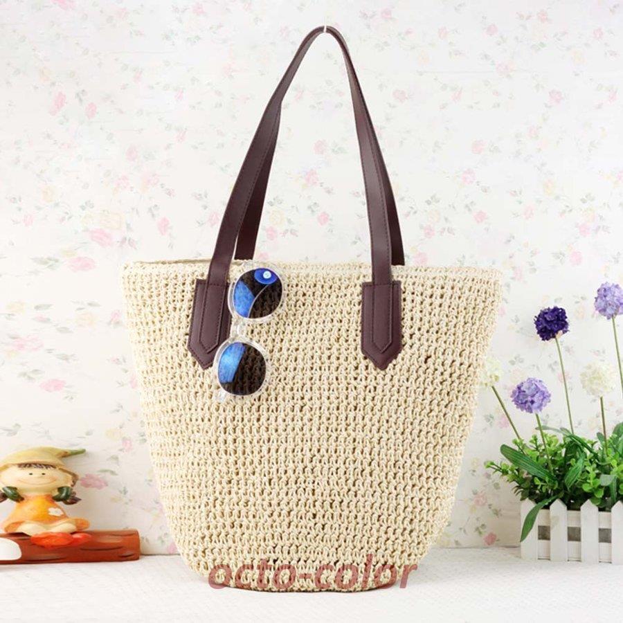 かごバッグ レディース トートバッグ A4 ストローバッグ 夏 リゾート バッグ 