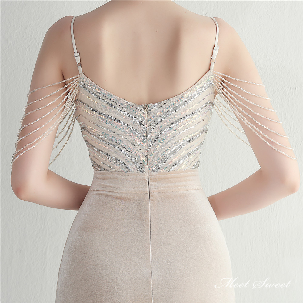 カラードレス マーメイドドレス パーティードレス カラオケ キャミソール ビーズ 結婚式 イブニングドレス スリット 二次会 ウェディングドレス 