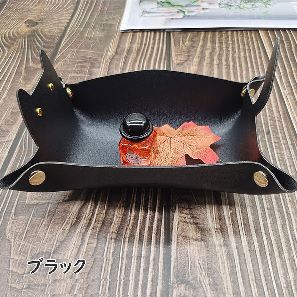 ねこ トレイ レザートレイ 猫 PU レザー 双面革 メイクトレイ 財布 ジュエコイン 収納トレイ 猫好き携帯電話 コイン 鍵 時計 キー 整理 折りたたみ CAT 