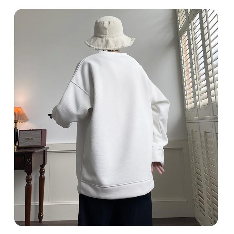 トレーナー メンズ 長袖Tシャツ ワッフル生地 Tシャツ 長袖 トップス 春 カジュアル ロゴ 通学 秋 おしゃれ クルーネック 