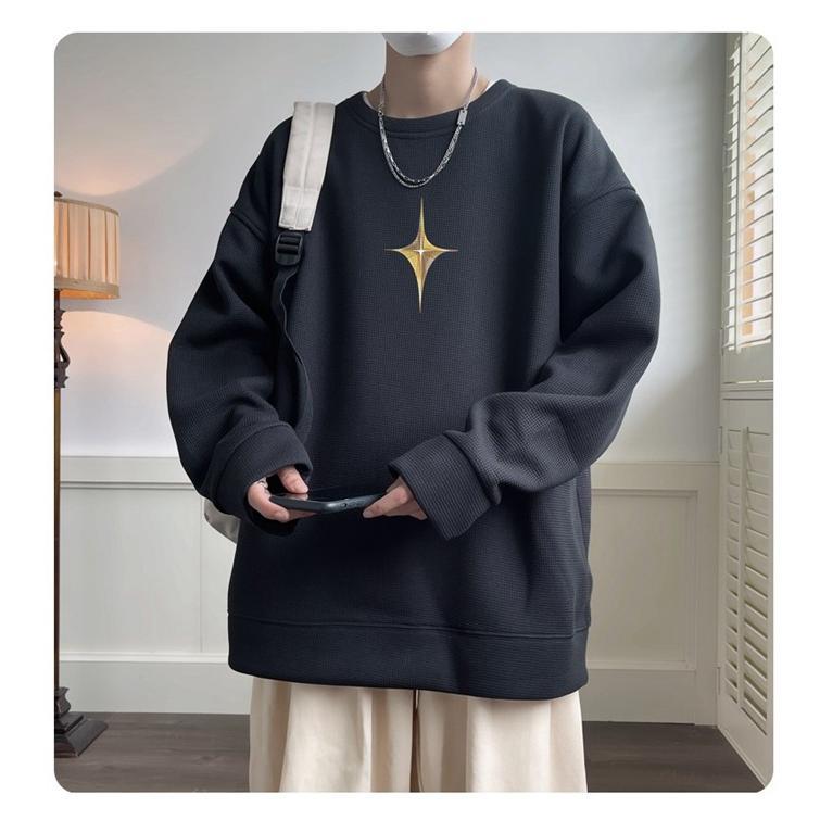 トレーナー メンズ 長袖Tシャツ ワッフル生地 Tシャツ 長袖 トップス 春 カジュアル ロゴ 通学 秋 おしゃれ クルーネック 