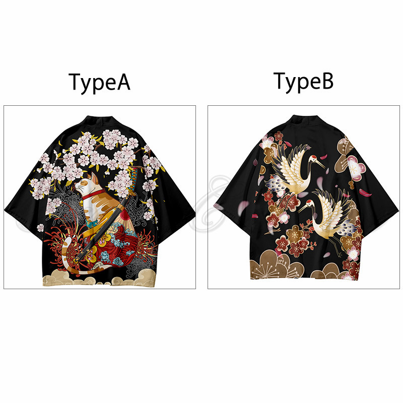 羽織り 七分袖 和風 薄手 トップス 鶴柄 花火大会 カジュアル 夏服 夏祭り 送料無料 ゆったり 軽量 猫柄 冷房対策 きれいめ 通気性 日焼け止め 透けない厚手 