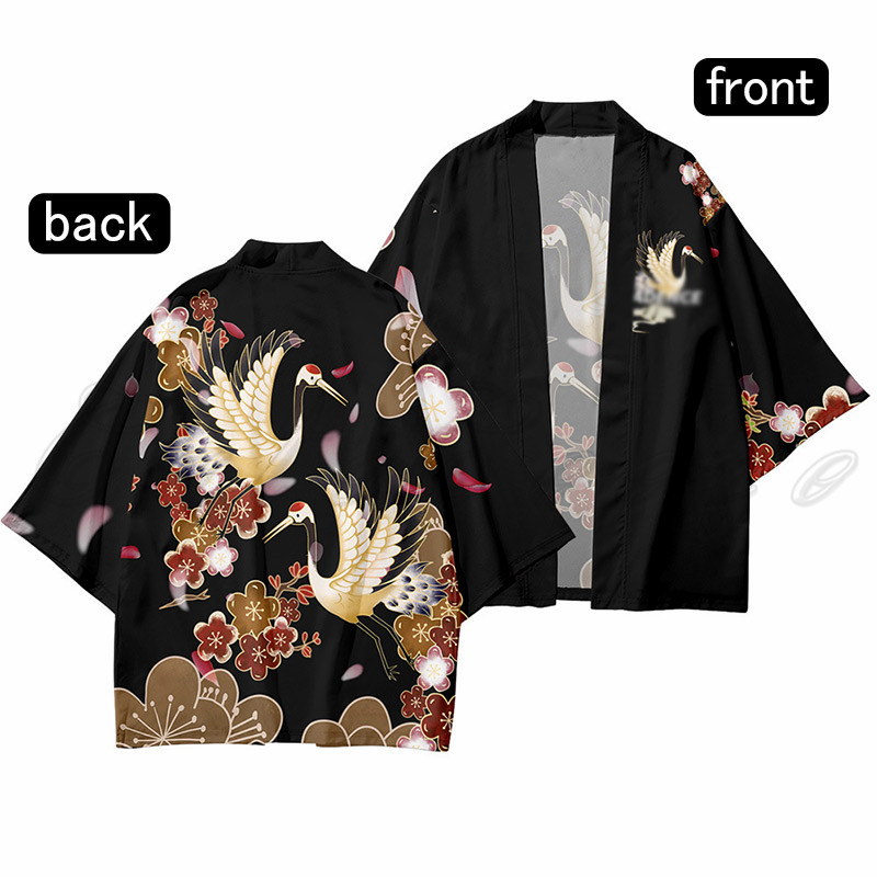 羽織り 七分袖 和風 薄手 トップス 鶴柄 花火大会 カジュアル 夏服 夏祭り 送料無料 ゆったり 軽量 猫柄 冷房対策 きれいめ 通気性 日焼け止め 透けない厚手 
