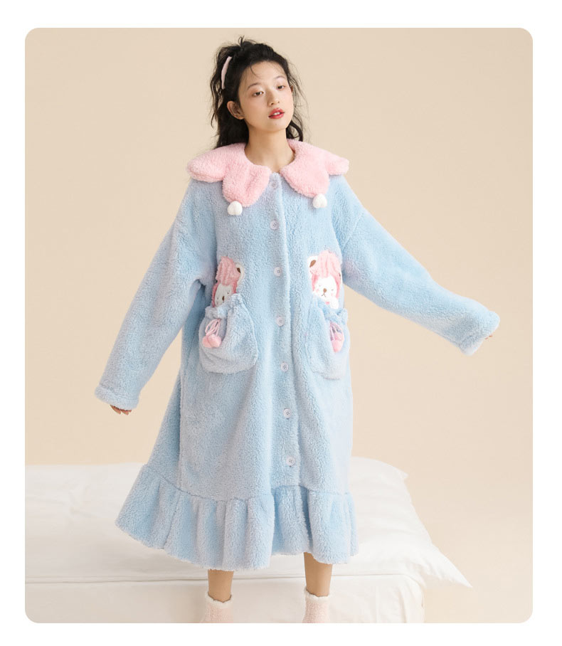 パジャマ レディース 冬 ルームウェア 女子会 ナイトガウン 着る毛布 前開き可愛い 韓国 モコモコ 寝巻き ふわふわ 女性用 もこもこ 