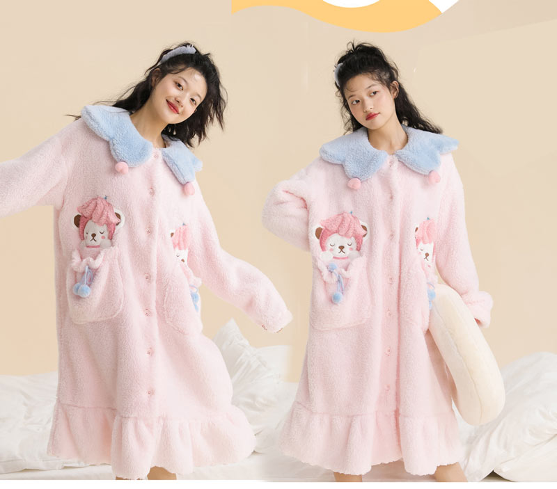 パジャマ レディース 冬 ルームウェア 女子会 ナイトガウン 着る毛布 前開き可愛い 韓国 モコモコ 寝巻き ふわふわ 女性用 もこもこ 