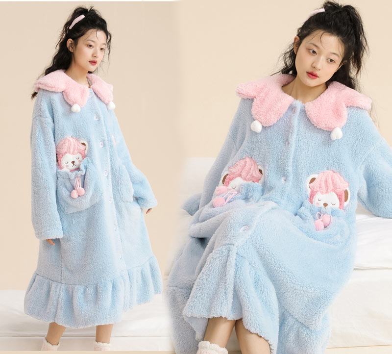 パジャマ レディース 冬 ルームウェア 女子会 ナイトガウン 着る毛布 前開き可愛い 韓国 モコモコ 寝巻き ふわふわ 女性用 もこもこ 