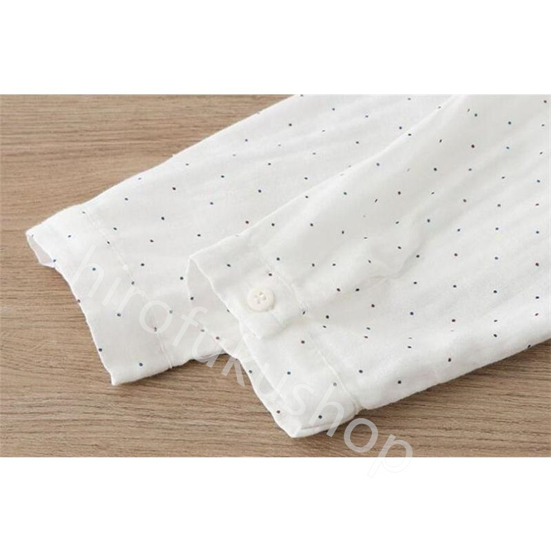 長袖シャツ コットン ダブルガーゼ レディース ガーゼシャツ 長袖 カジュアル トップス 春秋 お洒落 シャツ 重ね着 ドット 白シャツ レース 