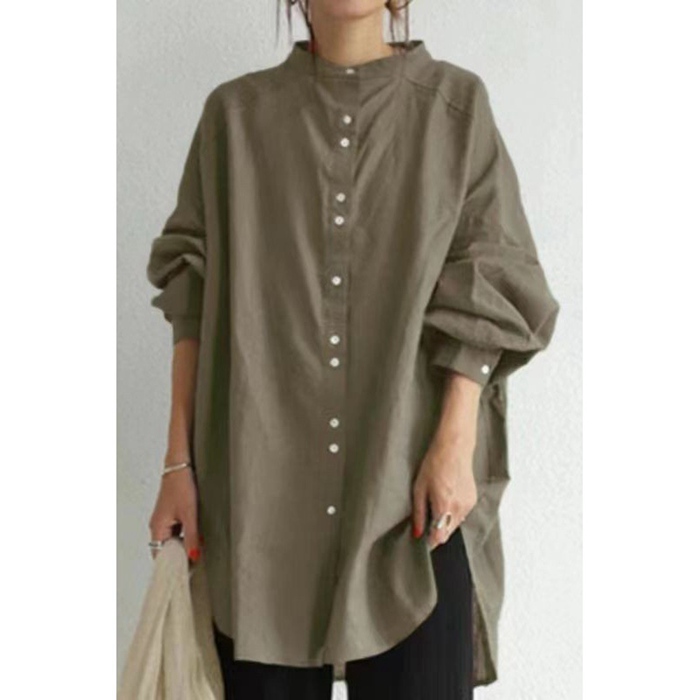 チュニックシャツ ロングシャツ ブラウス レディース カジュアル フェミニン かわいい 無地 通勤 大人 通学 