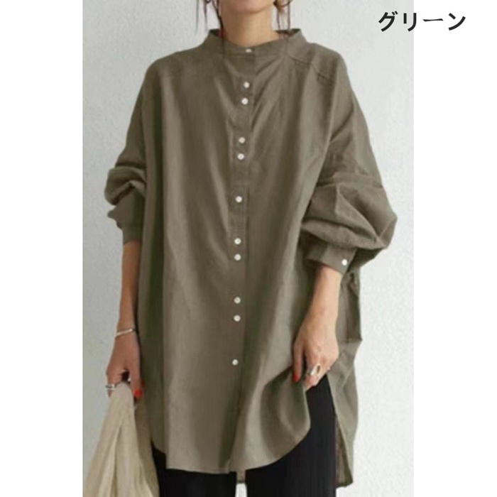 チュニックシャツ ロングシャツ ブラウス レディース カジュアル フェミニン かわいい 無地 通勤 大人 通学 