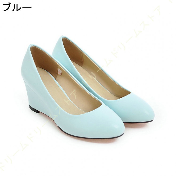 パンプス レディース 痛くない 歩きやすい ヒール6CM ウエッジソール 厚底 コンフォート 仕事 ラウンドトゥ 美脚 ママ疲れにくい モカシン 