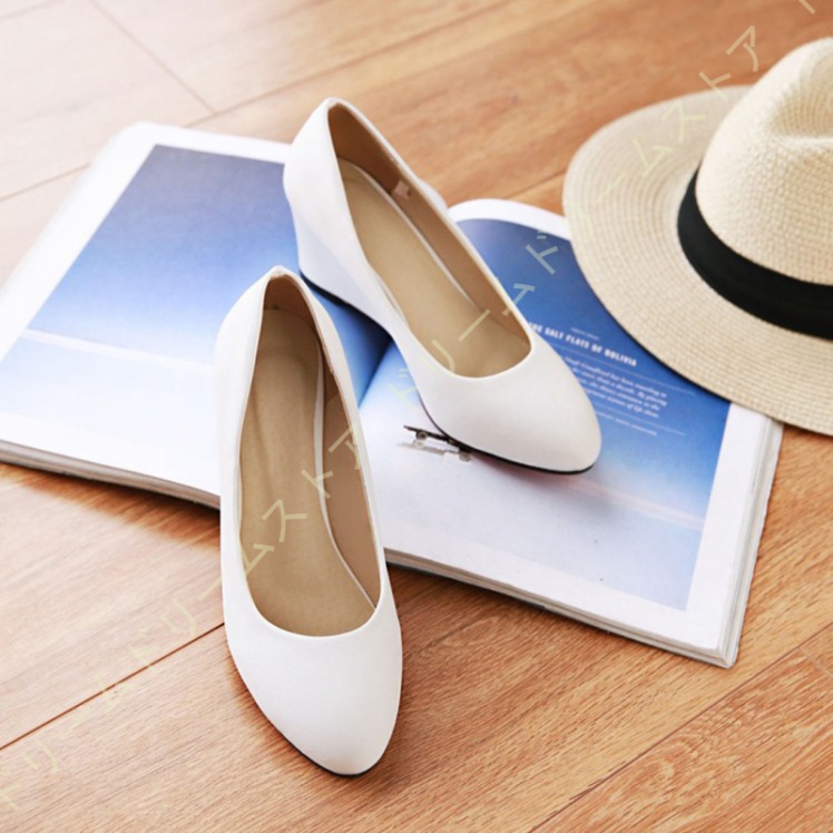 パンプス レディース 痛くない 歩きやすい ヒール6CM ウエッジソール 厚底 コンフォート 仕事 ラウンドトゥ 美脚 ママ疲れにくい モカシン 