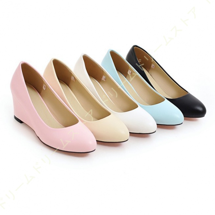 パンプス レディース 痛くない 歩きやすい ヒール6CM ウエッジソール 厚底 コンフォート 仕事 ラウンドトゥ 美脚 ママ疲れにくい モカシン 