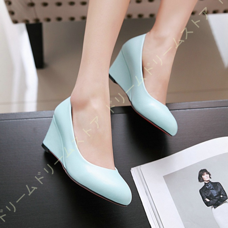 パンプス レディース 痛くない 歩きやすい ヒール6CM ウエッジソール 厚底 コンフォート 仕事 ラウンドトゥ 美脚 ママ疲れにくい モカシン 