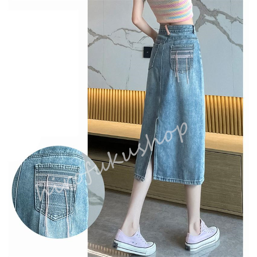 スカート デニムスカート ロング丈 マキシ丈スカート ポケット付き Aライン ボ上品 おしゃれ 大きいサイズ 着痩せお洒落 ハイウエスト 