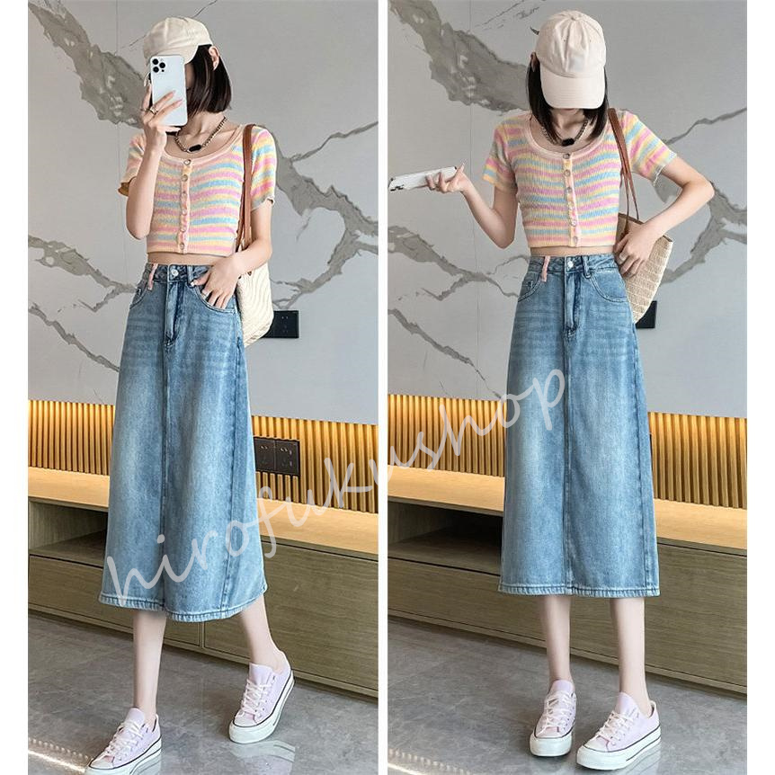 スカート デニムスカート ロング丈 マキシ丈スカート ポケット付き Aライン ボ上品 おしゃれ 大きいサイズ 着痩せお洒落 ハイウエスト 