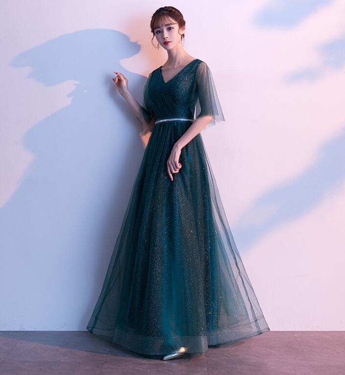 レディース ワンピース パーティードレス 半袖 イブニングドレス エレフレア袖 コンサート フォーマルドレス 二次会 演奏会披露宴 忘年会 チュール重ね 