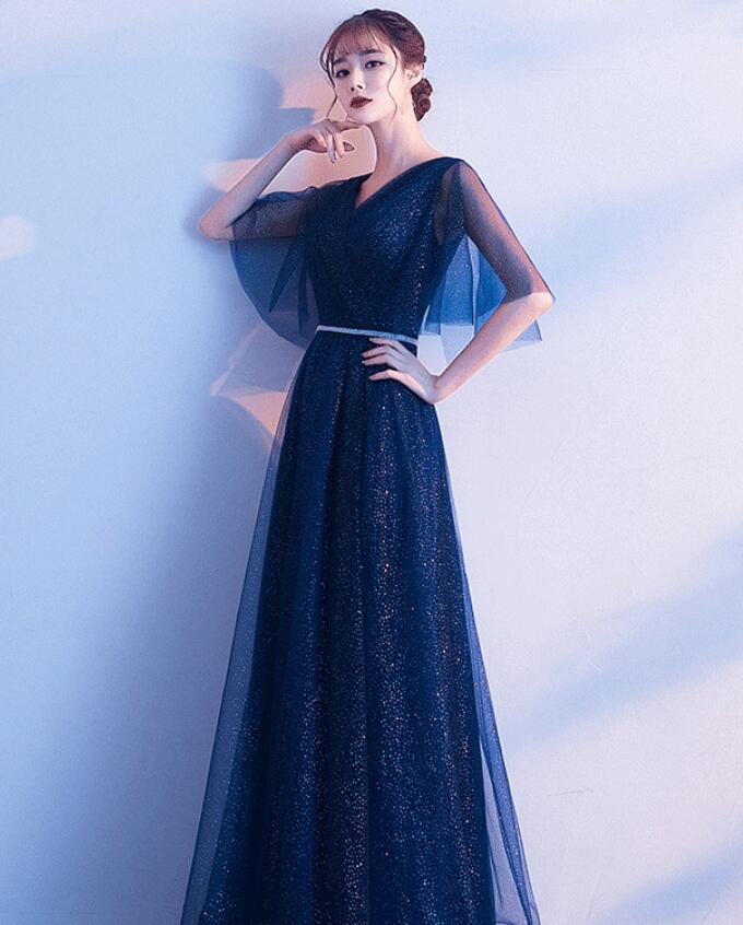 レディース ワンピース パーティードレス 半袖 イブニングドレス エレフレア袖 コンサート フォーマルドレス 二次会 演奏会披露宴 忘年会 チュール重ね 