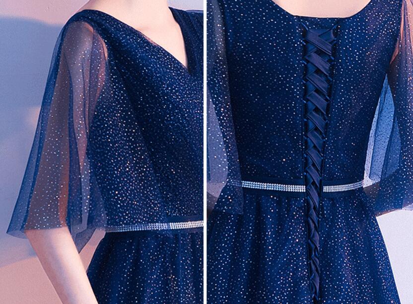 レディース ワンピース パーティードレス 半袖 イブニングドレス エレフレア袖 コンサート フォーマルドレス 二次会 演奏会披露宴 忘年会 チュール重ね 