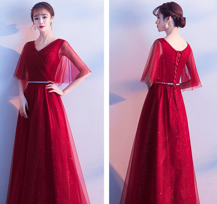 レディース ワンピース パーティードレス 半袖 イブニングドレス エレフレア袖 コンサート フォーマルドレス 二次会 演奏会披露宴 忘年会 チュール重ね 