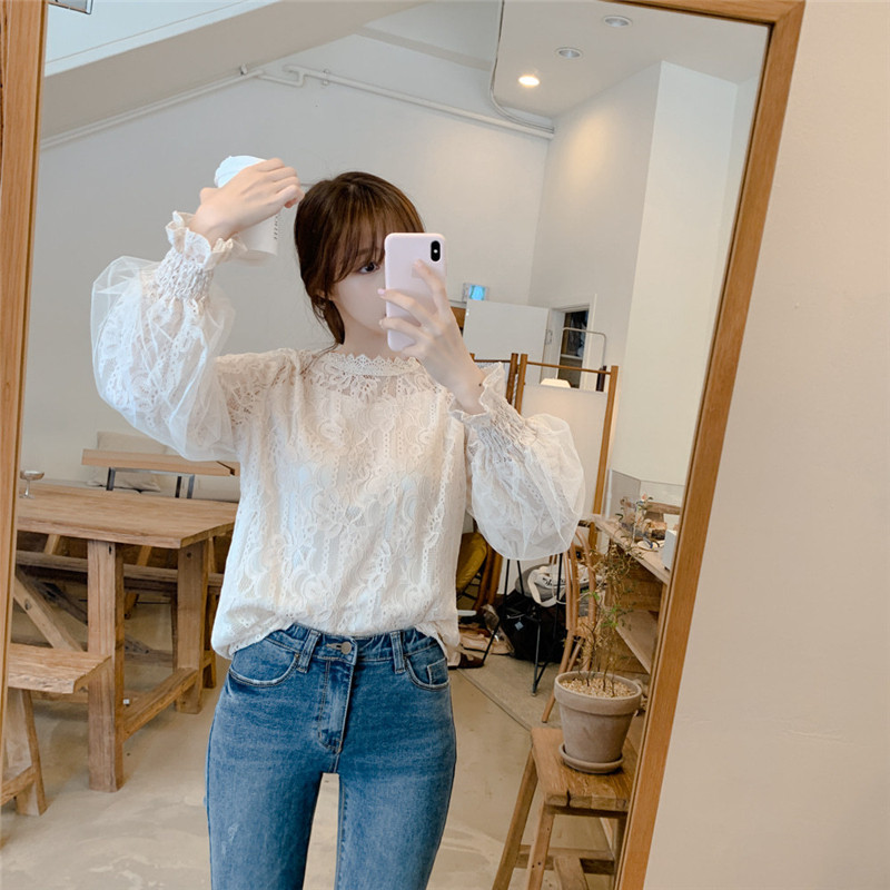 ブラウス レディース 長袖 シャツ レース 花柄 可愛い きれいめ おしゃれ 着痩せ 通勤 お洒落 オフィス トップス 大人 OL フォーマル 