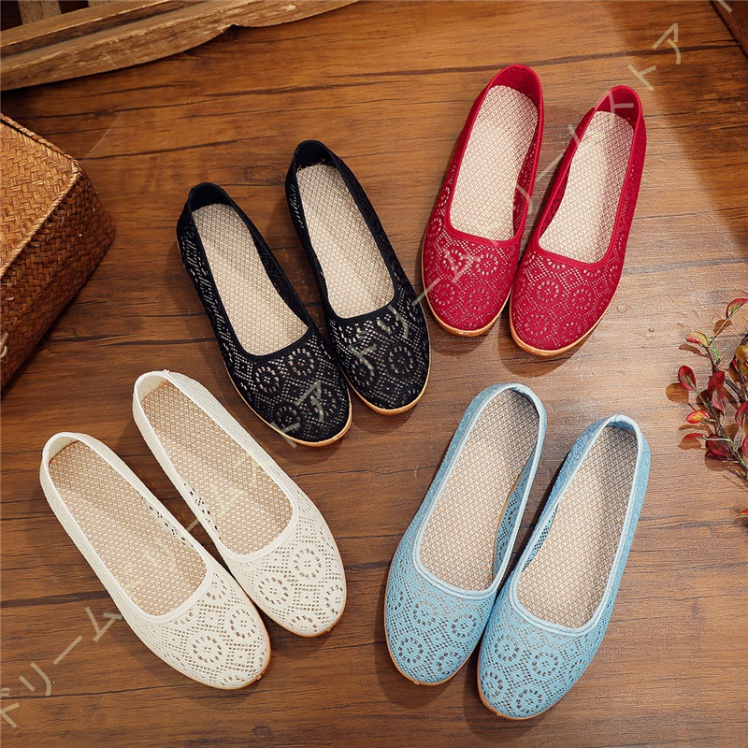 走れる パンプス 痛くない ラウンドトゥ ウエッジソール フラットパンプス レディース ローヒール 美脚 軽量 ナース レース ウェッジソール 2CM ヒール 