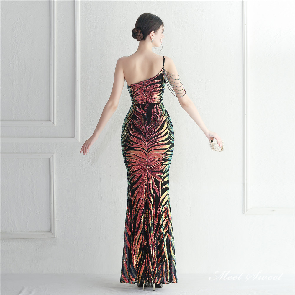 カラードレス マーメイドドレス パーティードレス ワンショルダー ビーズ 袖なし 二次会 発表会 イブニングドレス 結婚式 ウェディングドレス ファスナー 