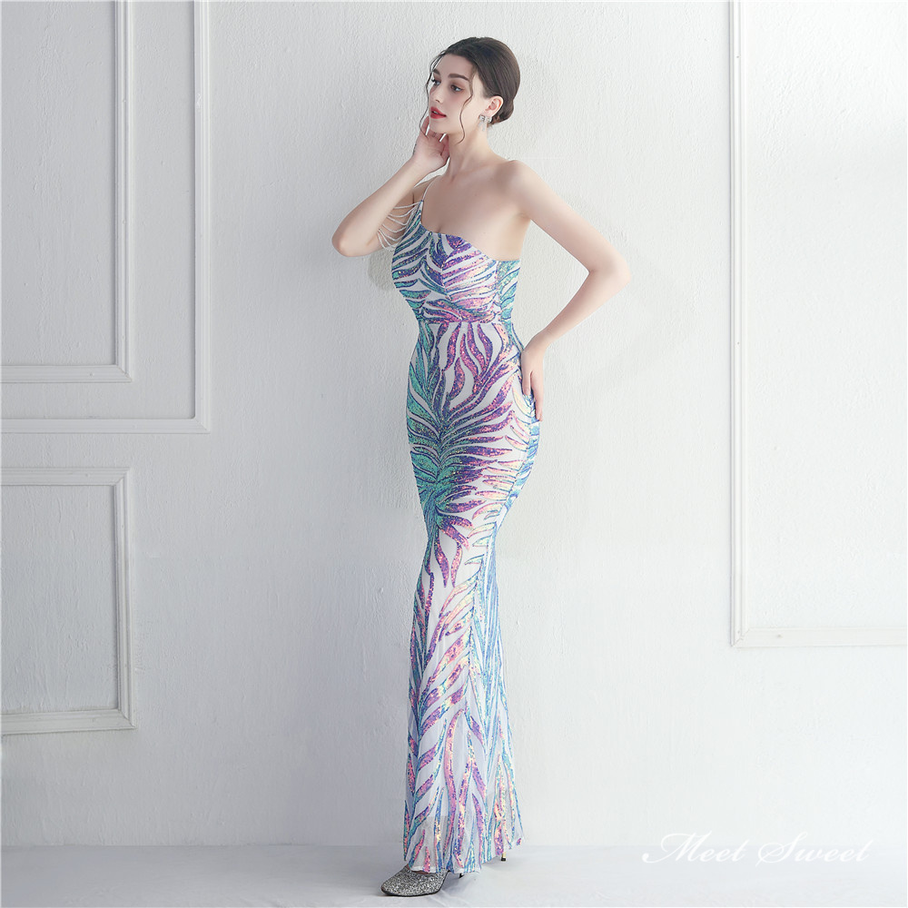 カラードレス マーメイドドレス パーティードレス ワンショルダー ビーズ 袖なし 二次会 発表会 イブニングドレス 結婚式 ウェディングドレス ファスナー 