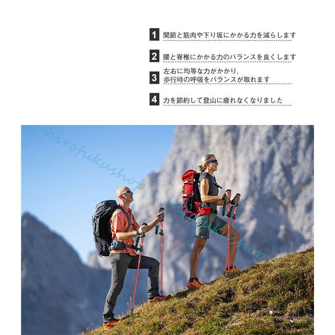 トレッキングポール アルミニウム合金製 伸縮式 アウトドア 5段階調節 登山 滑り止め 折りたたみ式 耐久性 手首掛け 携帯便利 