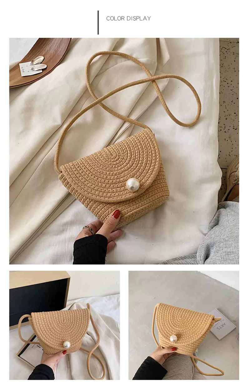 ストロー かごバッグ レディース カゴバッグ ワンポイントパール付き ショルダーバッグ ミニバッグ 夏 オシャレ ショルダー 