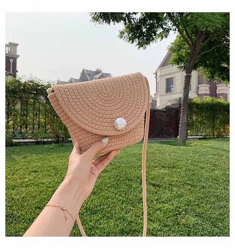 ストロー かごバッグ レディース カゴバッグ ワンポイントパール付き ショルダーバッグ ミニバッグ 夏 オシャレ ショルダー 