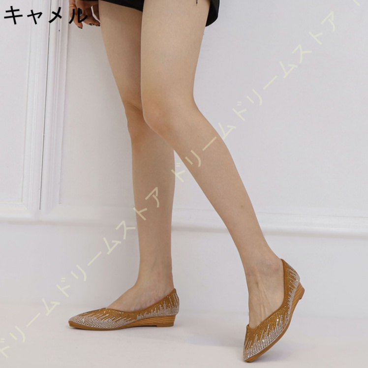 パンプス レディース 脱げない ローヒール 3CM ウェッジソール オフィス ウェッジ 発表会 ポインテッドトゥ カジュアル 歩きやすい フラット 木目 大人 