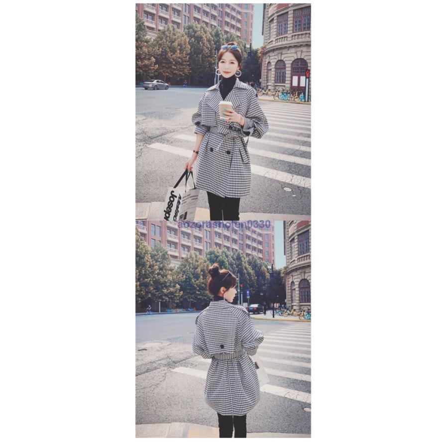 トレンチコート レディース 秋服 ロング 春 ミディアム アウター おしゃれ 千鳥柄 韓国風 チェスターコート 着痩せ 30代40代50代 通勤 
