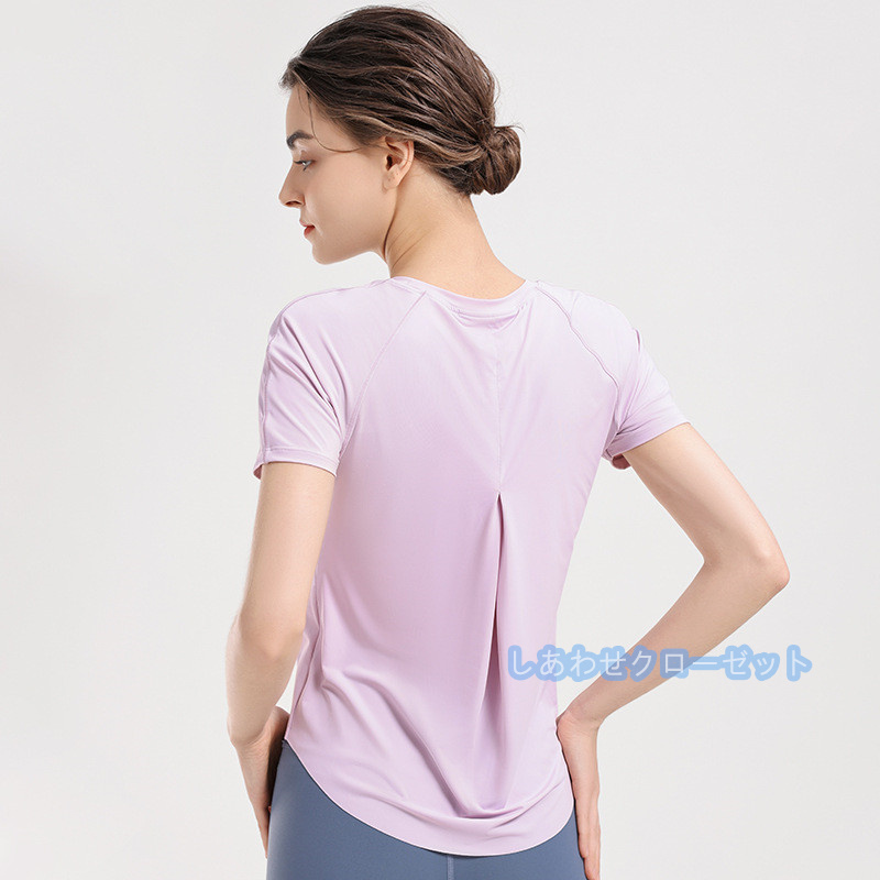 ヨガウェア レディース トップス 半袖 Tシャツ ホットヨガ スポーツウェア かわいい 吸汗 ランニングウェア おしゃれ 速乾 フィットネス 