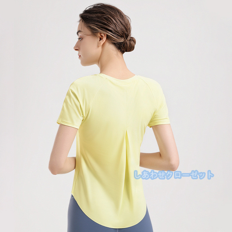 ヨガウェア レディース トップス 半袖 Tシャツ ホットヨガ スポーツウェア かわいい 吸汗 ランニングウェア おしゃれ 速乾 フィットネス 