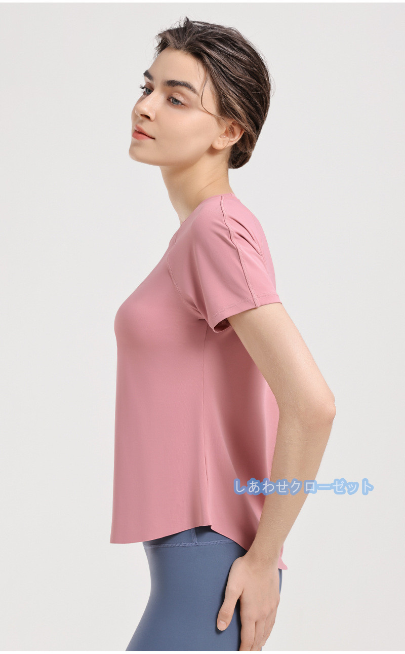 ヨガウェア レディース トップス 半袖 Tシャツ ホットヨガ スポーツウェア かわいい 吸汗 ランニングウェア おしゃれ 速乾 フィットネス 