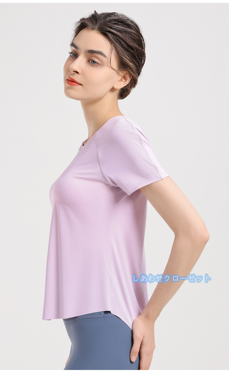 ヨガウェア レディース トップス 半袖 Tシャツ ホットヨガ スポーツウェア かわいい 吸汗 ランニングウェア おしゃれ 速乾 フィットネス 