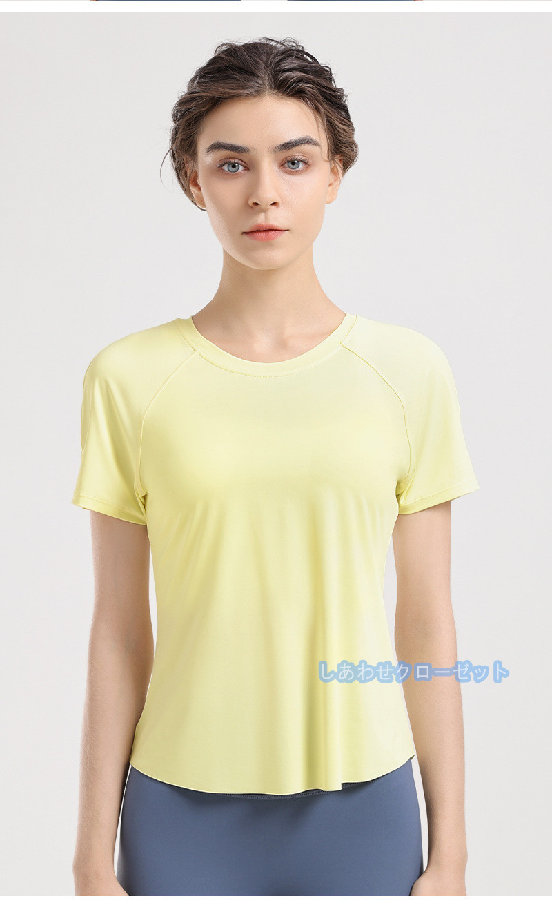 ヨガウェア レディース トップス 半袖 Tシャツ ホットヨガ スポーツウェア かわいい 吸汗 ランニングウェア おしゃれ 速乾 フィットネス 