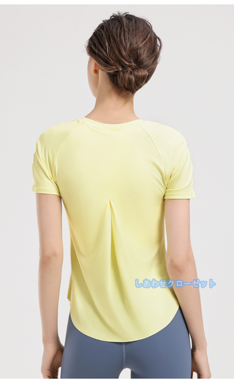 ヨガウェア レディース トップス 半袖 Tシャツ ホットヨガ スポーツウェア かわいい 吸汗 ランニングウェア おしゃれ 速乾 フィットネス 