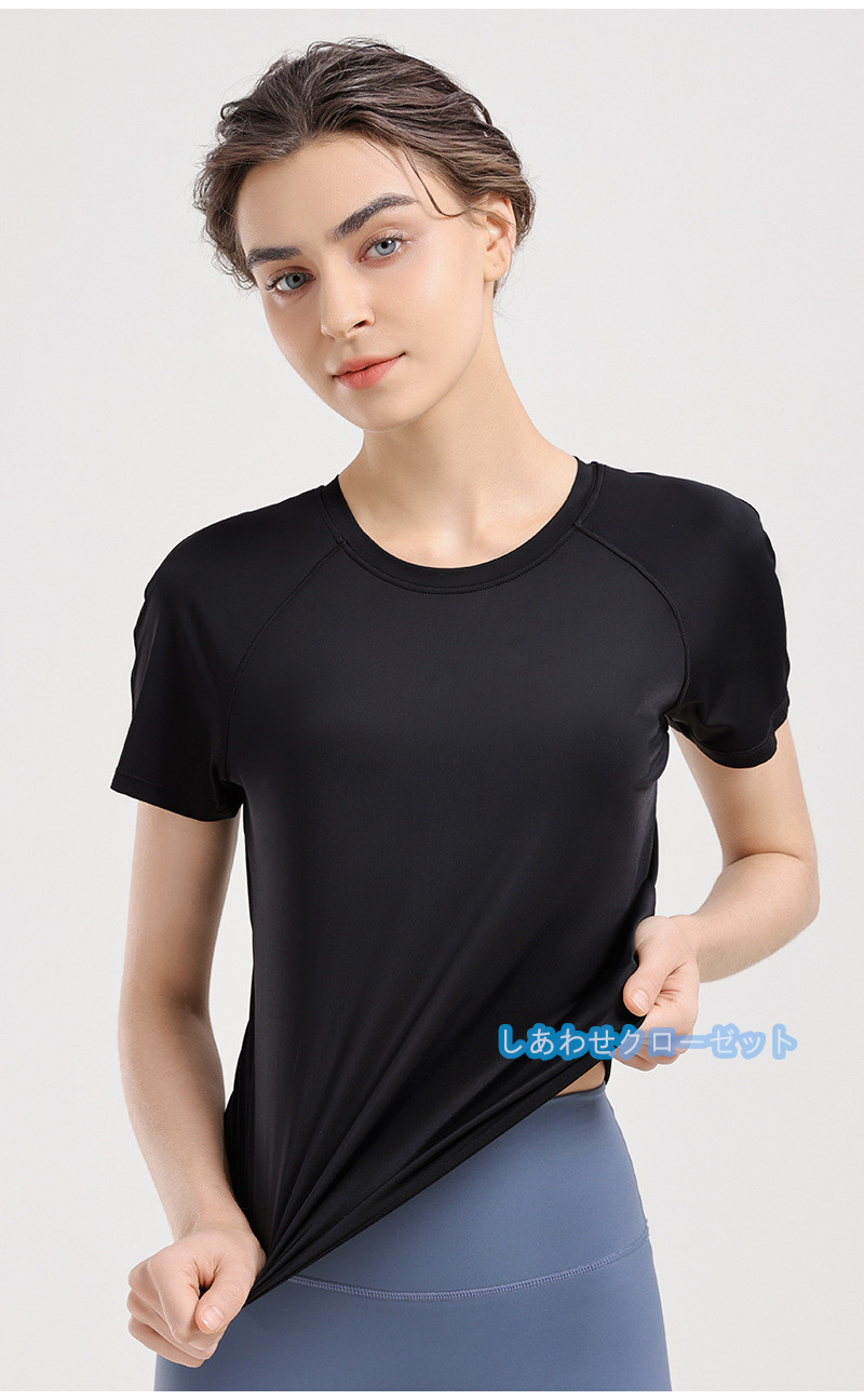 ヨガウェア レディース トップス 半袖 Tシャツ ホットヨガ スポーツウェア かわいい 吸汗 ランニングウェア おしゃれ 速乾 フィットネス 