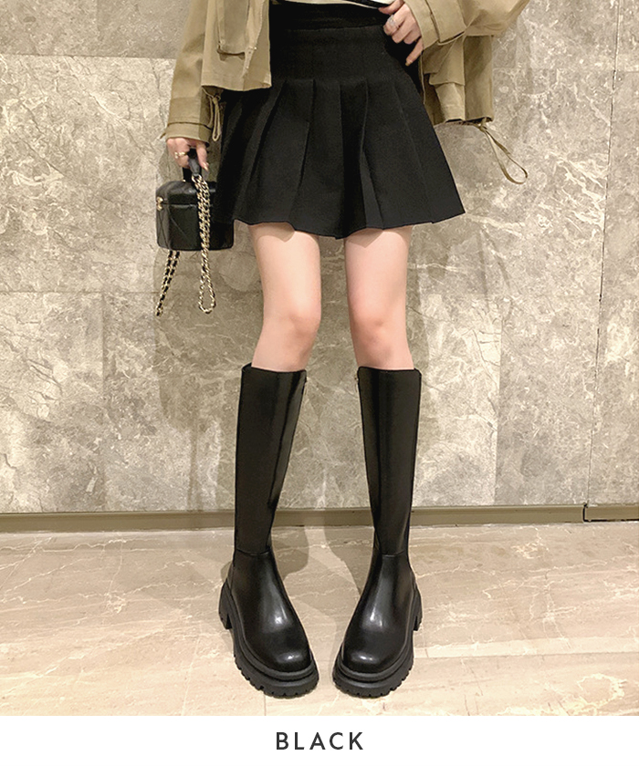 ブーツ レディース 秋 冬 ロング 厚底 スリムフィットタンクロングブーツ きれいめ 韓国ファッション 韓国コーデ 高見え シンプル カジュアル かわいい 