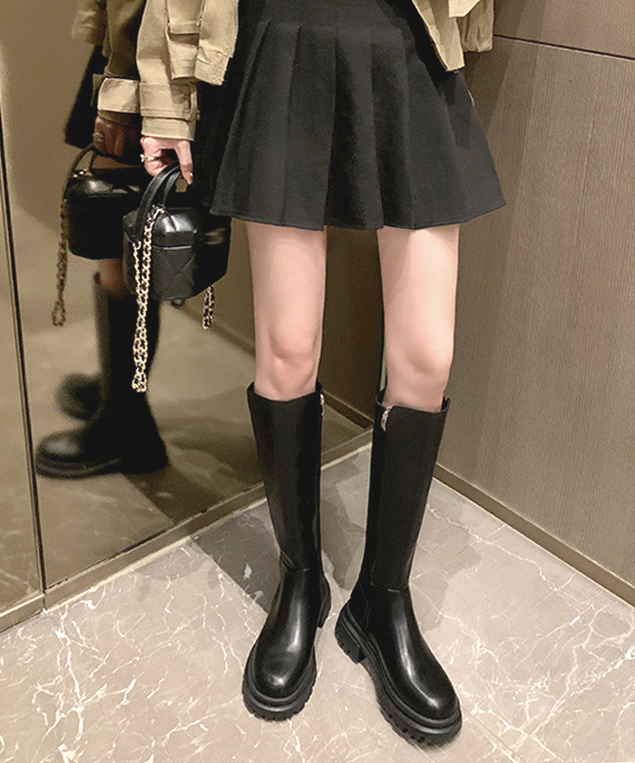 ブーツ レディース 秋 冬 ロング 厚底 スリムフィットタンクロングブーツ きれいめ 韓国ファッション 韓国コーデ 高見え シンプル カジュアル かわいい 