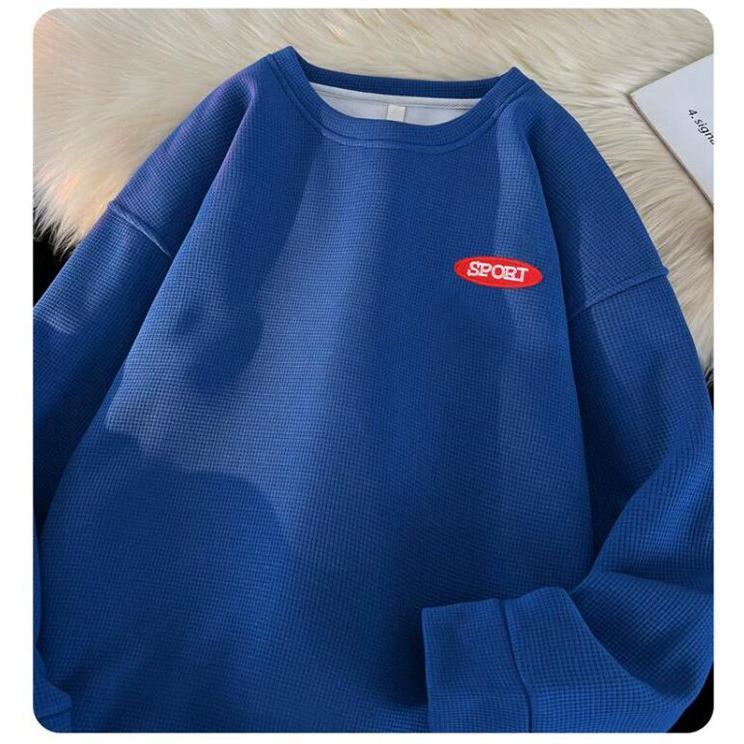 トレーナー ワッフル生地 メンズ Tシャツ 長袖Tシャツ 長袖 ロゴ 春 通学 秋 クルーネック トップス おしゃれ カジュアル 