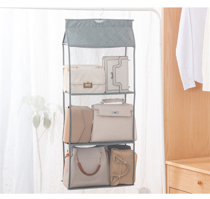 吊り下げ式 バッグ収納 吊り下げ収納 カバン収納 ハンガー収納 中身可視 フック付き 整理整頓 お片付け折りたたみ 壁掛け 壁掛け 無地 防塵 