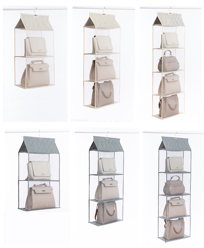 吊り下げ式 バッグ収納 吊り下げ収納 カバン収納 ハンガー収納 中身可視 フック付き 整理整頓 お片付け折りたたみ 壁掛け 壁掛け 無地 防塵 