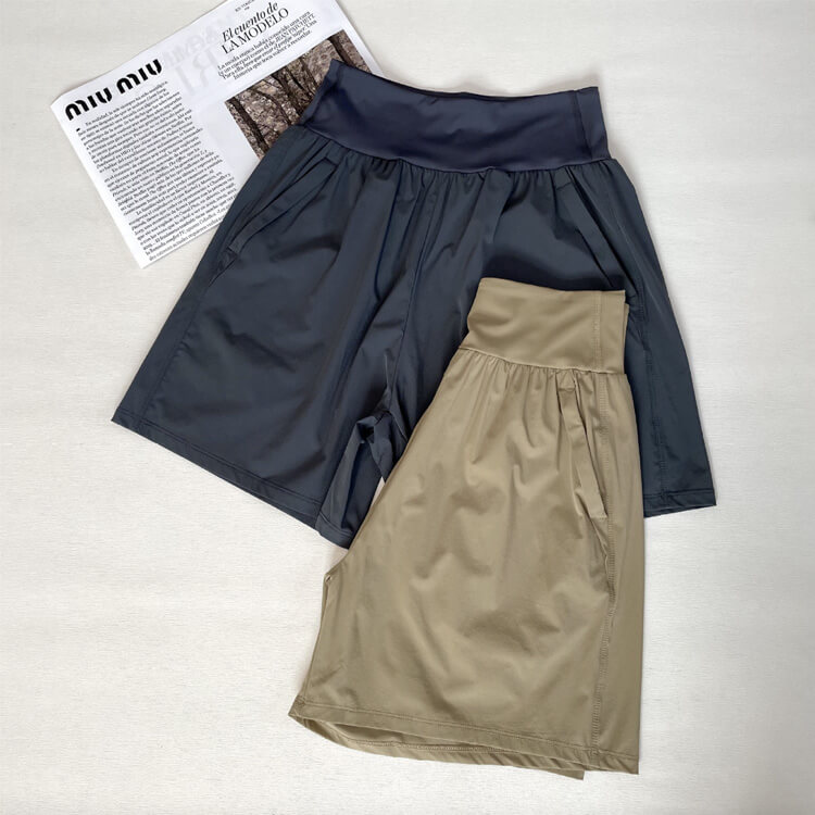 ハーフパンツ パンツ スポーツ 膝上 ショート丈 ワイド レディース スポーツウェア ポケット ハイウエスト スポーツウエア フィットネス 五分丈 