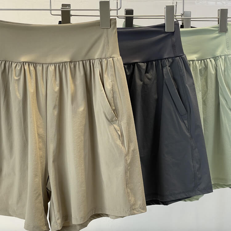 ハーフパンツ パンツ スポーツ 膝上 ショート丈 ワイド レディース スポーツウェア ポケット ハイウエスト スポーツウエア フィットネス 五分丈 