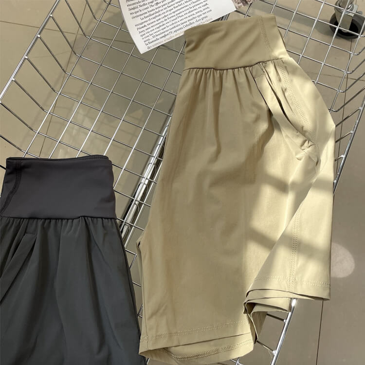ハーフパンツ パンツ スポーツ 膝上 ショート丈 ワイド レディース スポーツウェア ポケット ハイウエスト スポーツウエア フィットネス 五分丈 