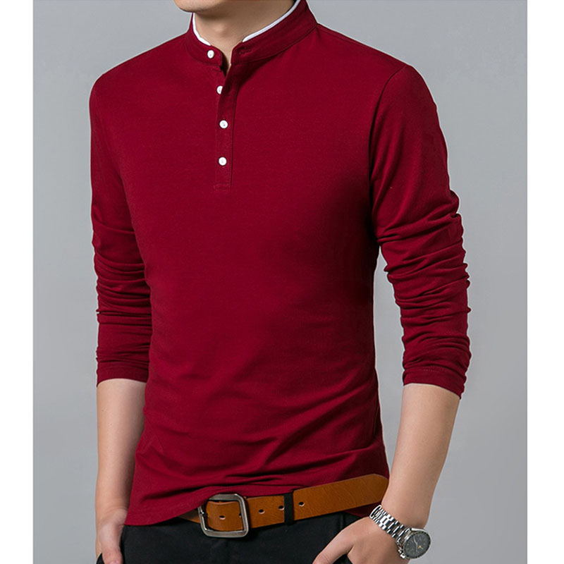 ヘンリーネック 長袖 メンズ Tシャツ カットソー ロンT カジュアル 無地 アウトドア ロングTシャツ 綿 ビジネス ゴルフウェア 