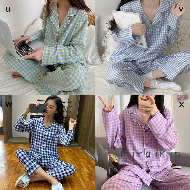 ルームウェア 長袖 レディース チェック柄 パジャマ ギンガムチェック 40代 セットアップ ナイトウェア 30代 リラックス 20代 部屋着 可愛い 50代 2点セット 
