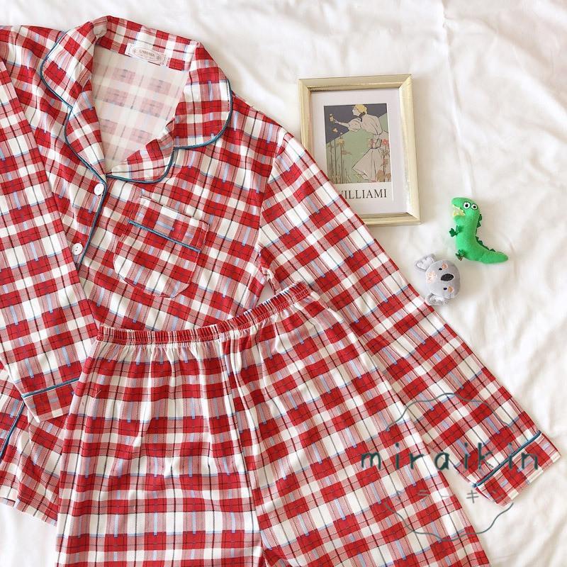 ルームウェア 長袖 レディース チェック柄 パジャマ ギンガムチェック 40代 セットアップ ナイトウェア 30代 リラックス 20代 部屋着 可愛い 50代 2点セット 